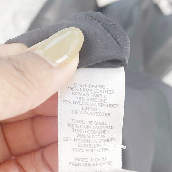 Rebecca Taylor Women's Black Leather Mixed Media Drop Waist Dress Size 8 - Picture 2 of 4